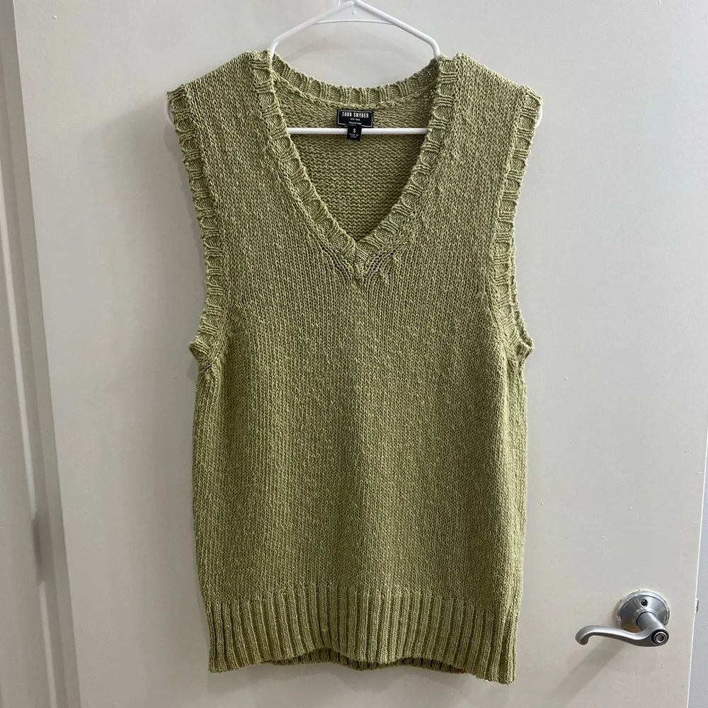 Todd Snyder Cotton Sweater Vest Men’s Size S Sage Green Italian Yarn Italy